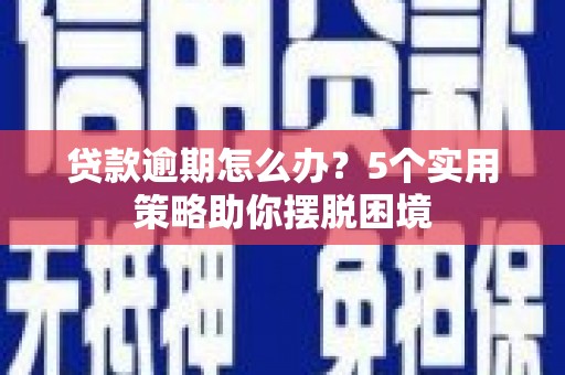 马边贷款逾期怎么办？5个实用策略助你摆脱困境