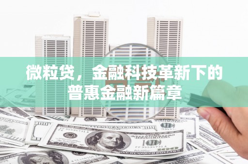 马边微粒贷，金融科技革新下的普惠金融新篇章