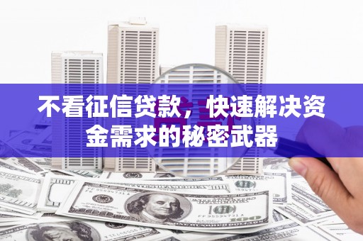 马边不看征信贷款，快速解决资金需求的秘密武器