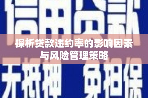 马边探析贷款违约率的影响因素与风险管理策略