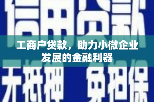 马边工商户贷款，助力小微企业发展的金融利器