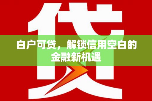 马边白户可贷，解锁信用空白的金融新机遇