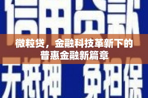 马边微粒贷，金融科技革新下的普惠金融新篇章