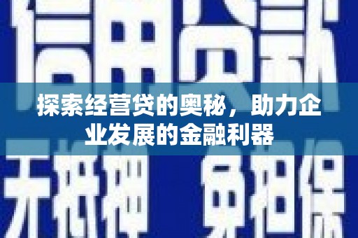马边探索经营贷的奥秘，助力企业发展的金融利器