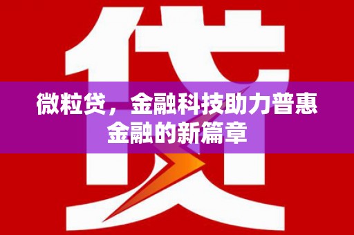 马边微粒贷，金融科技助力普惠金融的新篇章