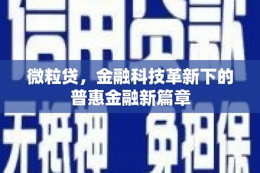 马边微粒贷，金融科技革新下的普惠金融新篇章